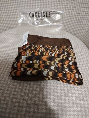 Carlisle Brown Scallop-Pattern Silk Scarf